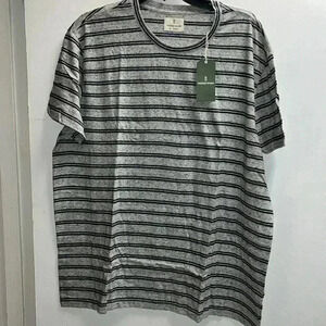 🆕Mutual Weave Men’s Short Sleeve Blue Striped Shirt, Size XXL